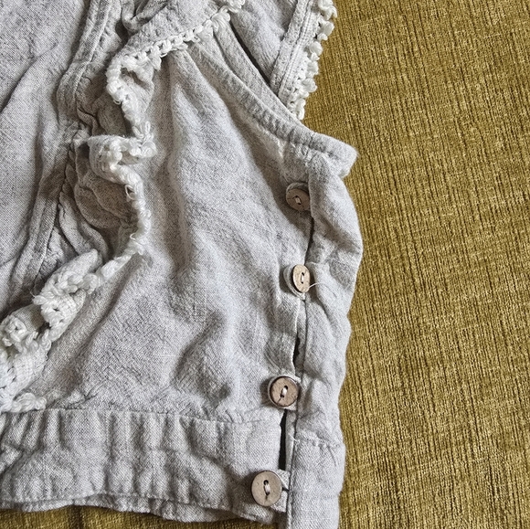 Addie Women's Cream Ruffled Wrap Top - Picture 2 of 6